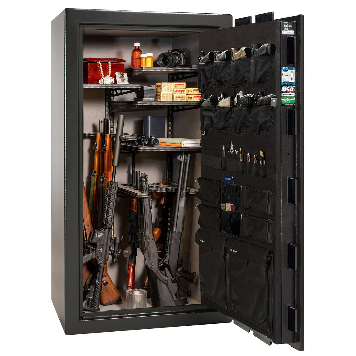 Franklin Series | Level 5 Security | 110 Minute Fire Protection | 40 | DIMENSIONS: 66.5&quot;(H) X 36&quot;(W) X 27.5&quot;(D*) | Black Gloss | ProFlex Modular Shelving - Open Door 